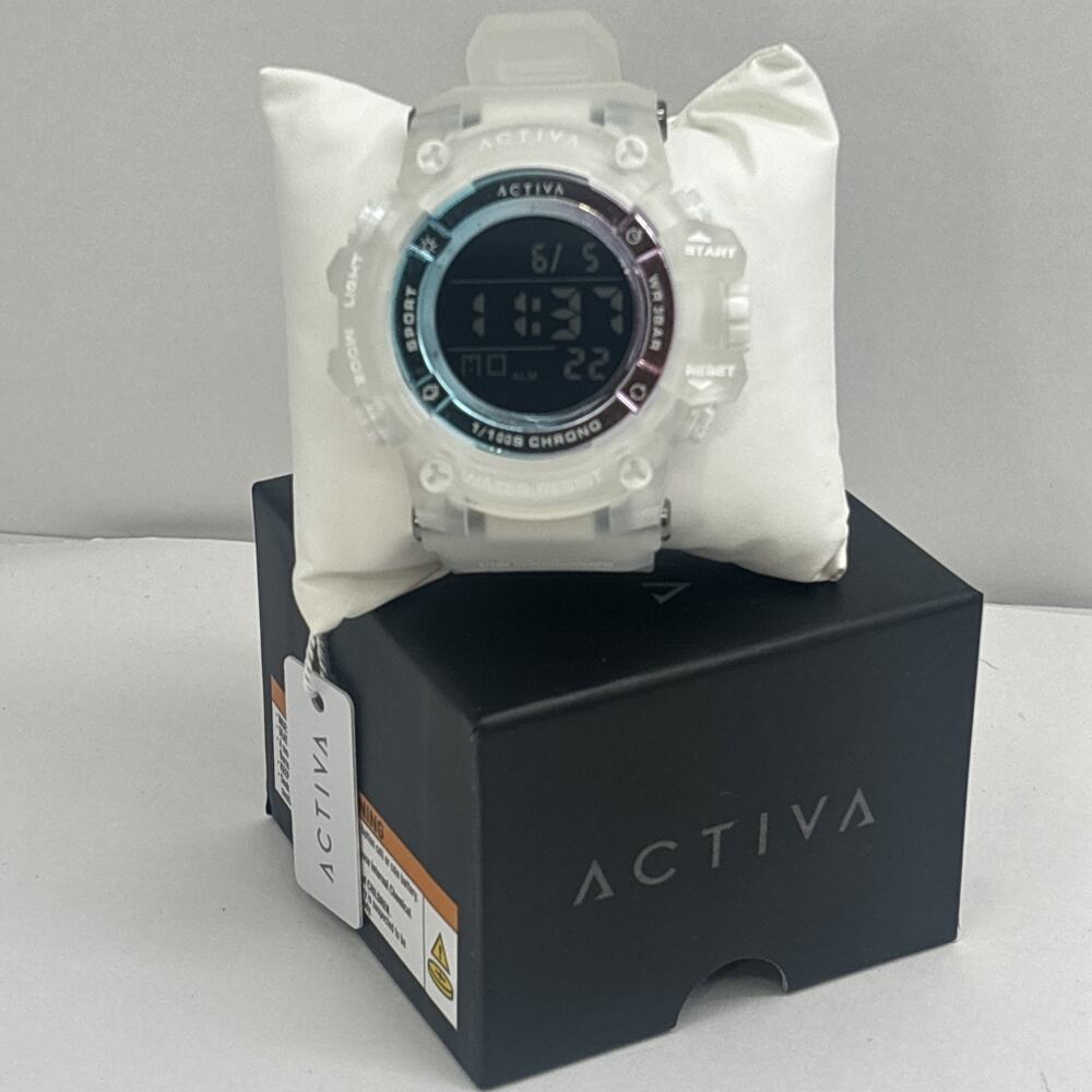 Activa Sync X Invicta Digital Unisex Watch 50mm Iridescent Bezel Frost White NEW
